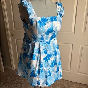 SHEIN Curve Light Blue White Floral Sundress size 3X Fits 16, 18, 20